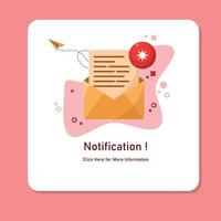 notificação de correio com ilustração vetorial de envelope aberto vetor
