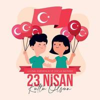 23 nisan ulusal egemenlik ve cocuk bayrami. 23 de abril soberania nacional e dia da criança. ilustração em vetor eps10.