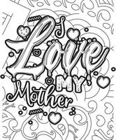 página para colorir tipografia do dia das mães. design de arte de linha de dia das mães. vetor