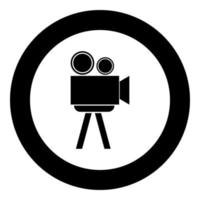 cinematografia o ícone de cor preta em círculo ou redondo vetor