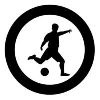 ícone de jogador de futebol cor preta em círculo vetor