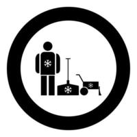 ícone de remoção de neve cor preta em círculo vetor
