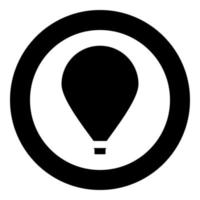 ícone de balão de ar quente cor preta em círculo vetor