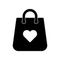 Bolsa de compras. ícones do saco. ícone do saco isolado no fundo branco, ilustração do projeto do ícone do saco do vetor. sinal simples de saco de compras. saco de compras com design de amor. vetor