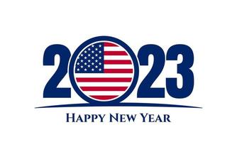 2023 feliz ano novo design de fundo com bandeira dos estados unidos vetor