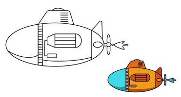 livro de colorir. Submarino de clipart de desenhos animados para páginas para colorir de atividade de crianças. ilustração vetorial vetor