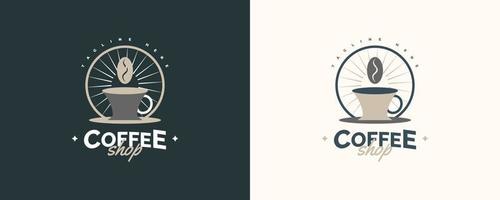 logotipo de cafeteria vintage e minimalista. logotipo ou emblema do café com estilo retrô vetor