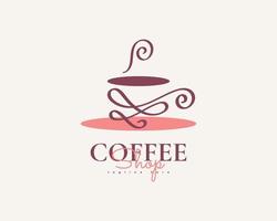 design de logotipo de cafeteria elegante e minimalista. logotipo ou marca de café com estilo de linha vetor