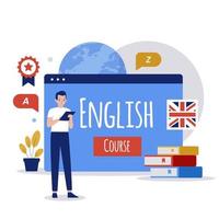 conceito de design de ilustração de curso de idiomas on-line