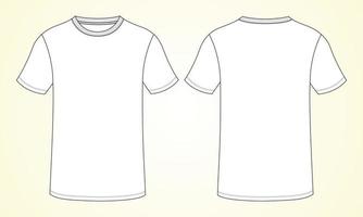 t-shirt de manga curta de ajuste regular modelo de modelo de ilustração de desenho plano de moda técnica modelo de modelo de vista frontal e traseira. vetor