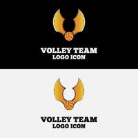 vôlei com asas douradas para identidade esportiva de clube de vôlei em design de logotipo de estilo clássico