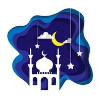 design de arte de corte de papel do ramadã. adequado para produtos do ramadã vetor