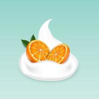 ilustração vetorial de fruta laranja com iogurte vetor