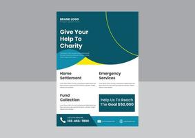 caridade ajudando design de cartaz de folheto. capacitar o panfleto de caridade dos sonhos das crianças. angariação de fundos para o design de folhetos de caridade. vetor