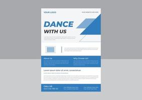 modelo de folheto de estúdio de dança, folheto promocional de cartaz de estúdio de dança, design de folheto de cartaz de aula de dança. modelo a4, design de brochura, capa, panfleto, pôster, pronto para impressão vetor