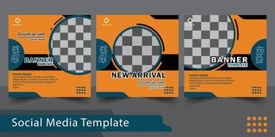 conjunto de modelo de banner quadrado mínimo editável de cor laranja. adequado para postagem de mídia social e anúncios na Internet. com fundo para layout de foto. vetor de modelo de design