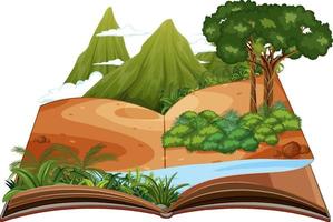 livro pop up com cena de natureza ao ar livre vetor