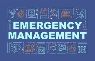 bandeira de marinha de conceitos de palavra de gerenciamento de emergência. serviço público. infográficos com ícones lineares no fundo. tipografia isolada. ilustração em vetor contorno de cor com texto. fonte arial-black usada