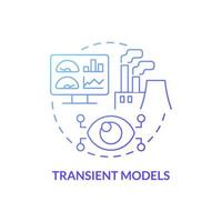 ícone de conceito gradiente azul modelos transitórios. simulação réplica criação idéia abstrata ilustração de linha fina. gêmeos digitais. desenho de contorno isolado. roboto-medium, inúmeras fontes pró-negrito usadas vetor