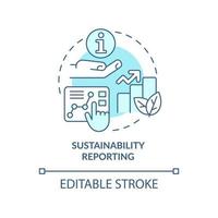 ícone de conceito turquesa de relatórios de sustentabilidade vetor