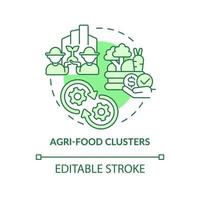 ícone de conceito verde de clusters agroalimentares vetor