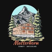 logotipo de ilustração da montanha de matterhorn vetor