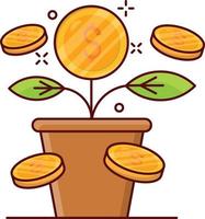 ilustração em vetor de crescimento de dinheiro em símbolos de qualidade background.premium. ícones vetoriais para conceito e design gráfico.