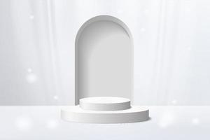 Os produtos de fundo 3d exibem a cena do pódio com suporte de plataforma geométrica para mostrar produtos cosméticos. vitrine de palco no estúdio branco de exibição de pedestal