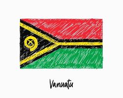 marcador de bandeira vanuatu ou vetor de ilustração de esboço a lápis