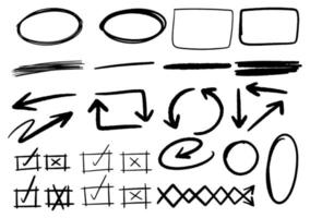 coleção de elementos gráficos desenhados à mão vetor