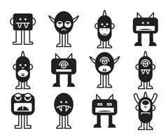 ilustração vetorial de ícones de monstros dos desenhos animados vetor