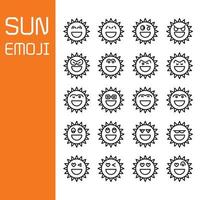 conjunto de emoticons de sol feliz vetor