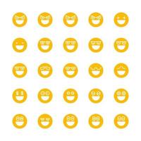 conjunto de emoticons fofos de sorriso amarelo vetor