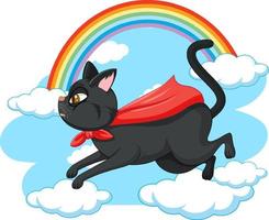 um gato herói voando no fundo do céu vetor
