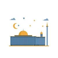 mesquita do ramadã azul amarelo moderno design plano premium vetor
