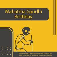 gandhi jayanti é comemorado em 2 de outubro para marcar o aniversário de nascimento de mohandas karamchand gandhi. vetor