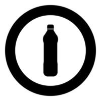 ícone de garrafa de plástico de água cor preta em círculo ou redondo vetor
