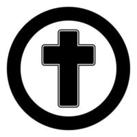 igreja cruz ícone cor preta em círculo vetor