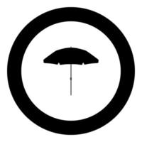 cor preta do ícone do guarda-chuva de praia no círculo vetor