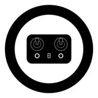 ícone de controle remoto cor preta em círculo vetor