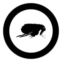 ícone de pulga preta em círculo vetor