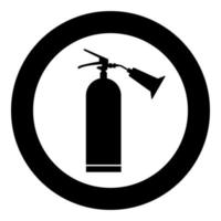 ícone de extintor de incêndio cor preta em círculo vetor