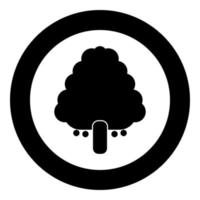 ícone de árvore frutífera cor preta em círculo vetor