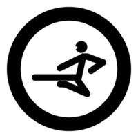 ninja com ícone de bastão de chute ilustração em vetor de cor preta imagem simples