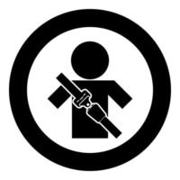 homem com cinto de segurança de empilhadeira figura de palito ícone de cinto de segurança de carro ícone de ilustração vetorial de cor preta imagem simples vetor