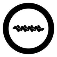 ícone de onda cor preta em círculo ou redondo vetor