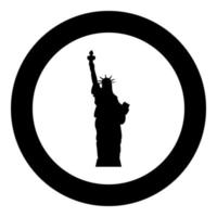 estátua da liberdade ícone cor preta em círculo vetor