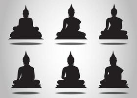 conjunto de silhuetas de Buda em um fundo branco vetor