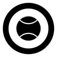 cor preta do ícone da bola de tênis no círculo vetor