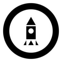 ícone de foguete preto em ilustração vetorial de círculo vetor